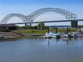 Dolly Parton Bridge by Memphis Visitors Centre Tennessee USA by the Mississippi River and the Dolly Parton Bridge